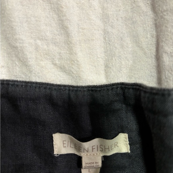 Eileen Fisher Graphite Gray linen Wide Leg Trouser Pants Size L - Picture 2 of 4